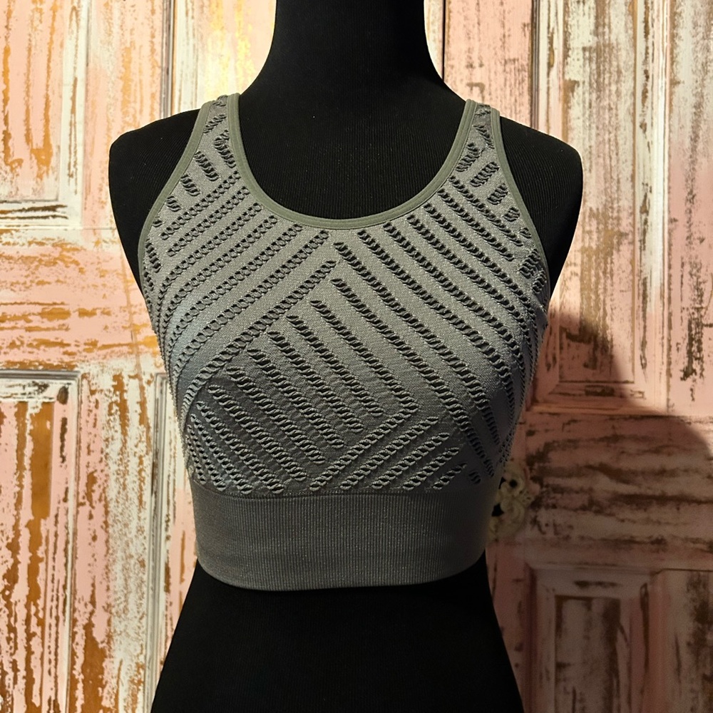 Green Textured Sports Bra